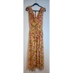 MISA Los Angeles Claudita Floral Chiffon Ruffle Dress. Size Large. NWT